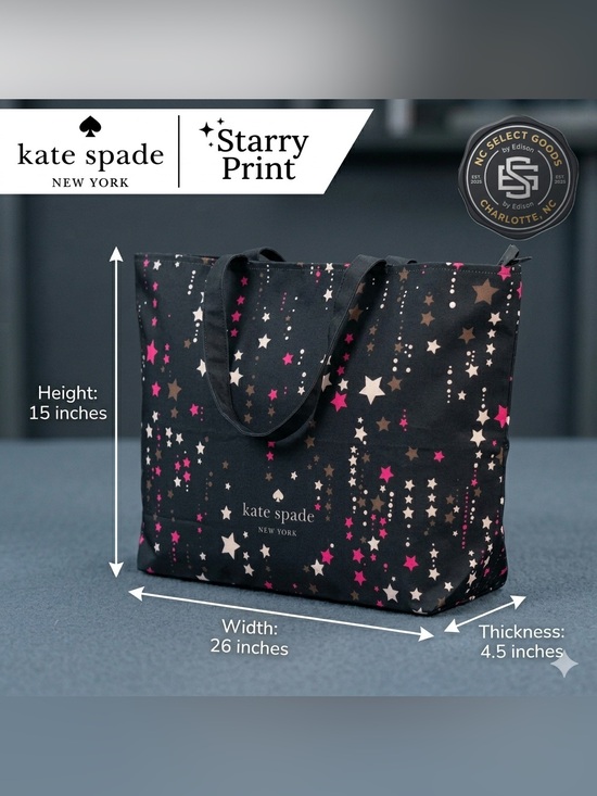 kate spade Handbags - kate spade Black Starry Print Canvas Tote with Pink, Brown & Cream Stars